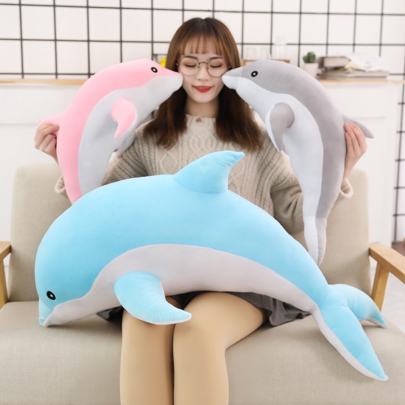 30 50 70cm Kawaii Dolphin Plush Toys Cute Stuffed Animal Dolls Cotton Sleeping Cushion Soft Pillow