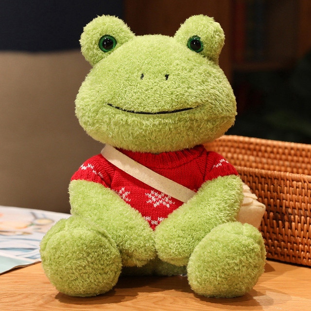 25cm Green Dressing Frog Plush Stuffed Animal Toy - Weighted